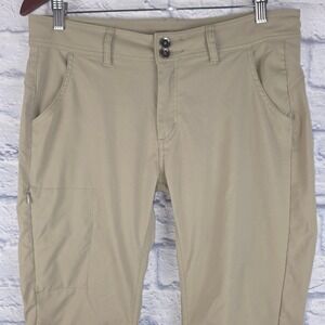 Prana Halle Women Hiking Pants Khaki Convertible Snap Stretch Outdoor 12S 34X27